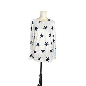 Coshow Women's XL Star Print Long Sleeve Crew Neck Top Lightweight Sweater XL